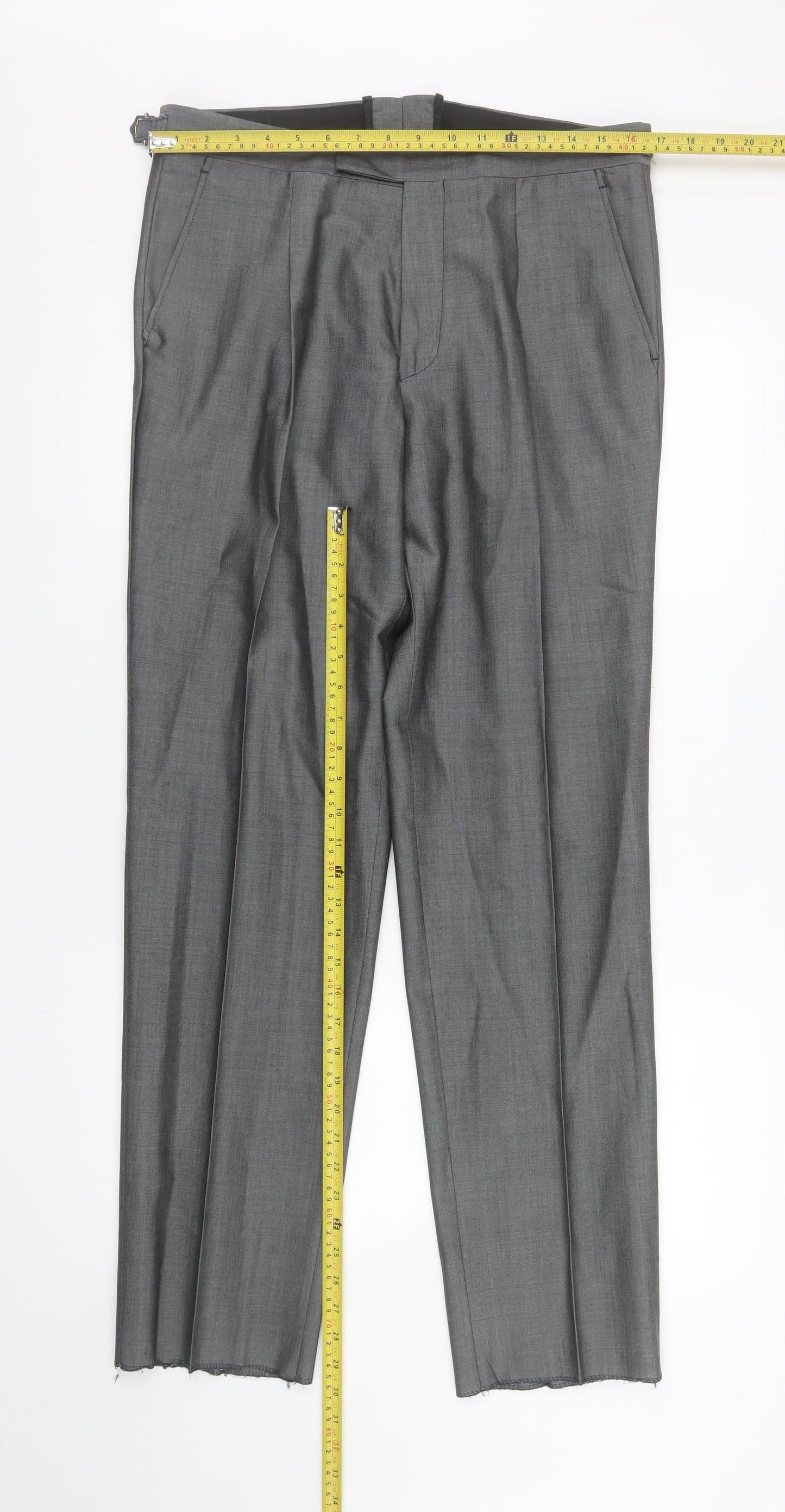 Torre Cerimonia Men's Grey 34R Wool Blend Pleated Dress Trousers