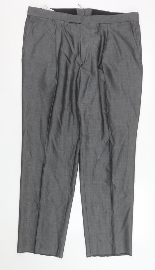 Torre Men’s Grey Wool Blend Pleated Dress Trousers Size 40S