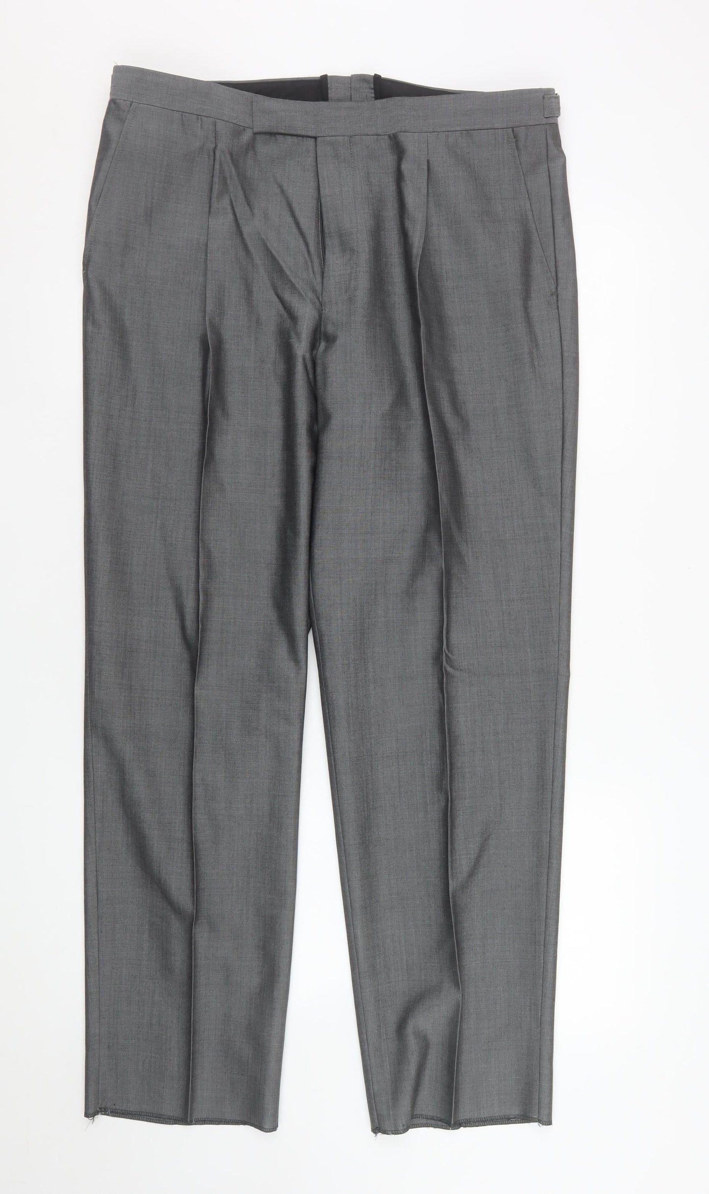 Torre Men's Grey 36S Wool Blend Pleated Dress Pants Trousers