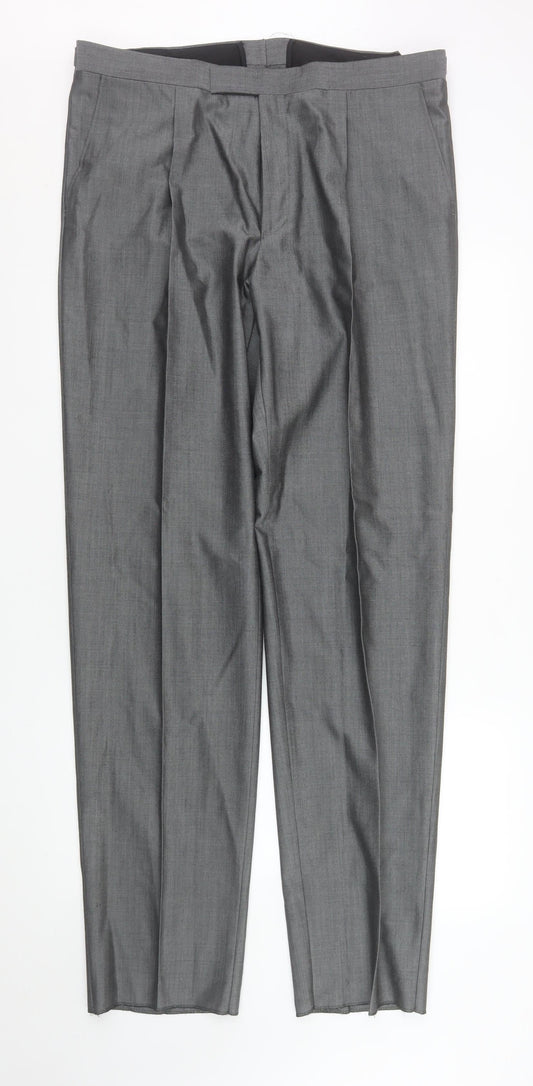 Torre Cerimonia Men's Grey Dress Pants Size XL Wool Blend Pleated Formal Trousers