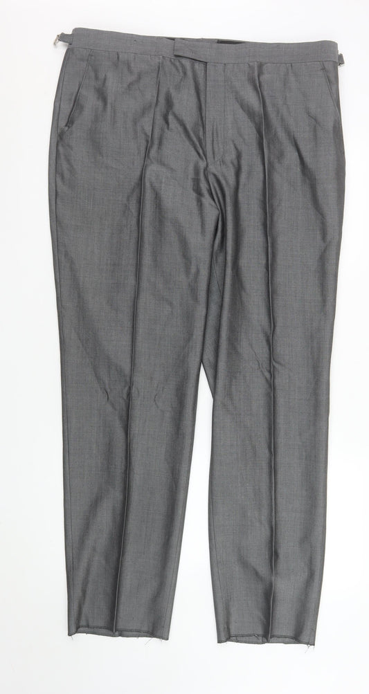 Torre Cerimonia Men's Grey Wool Mohair Blend Dress Trousers 40R