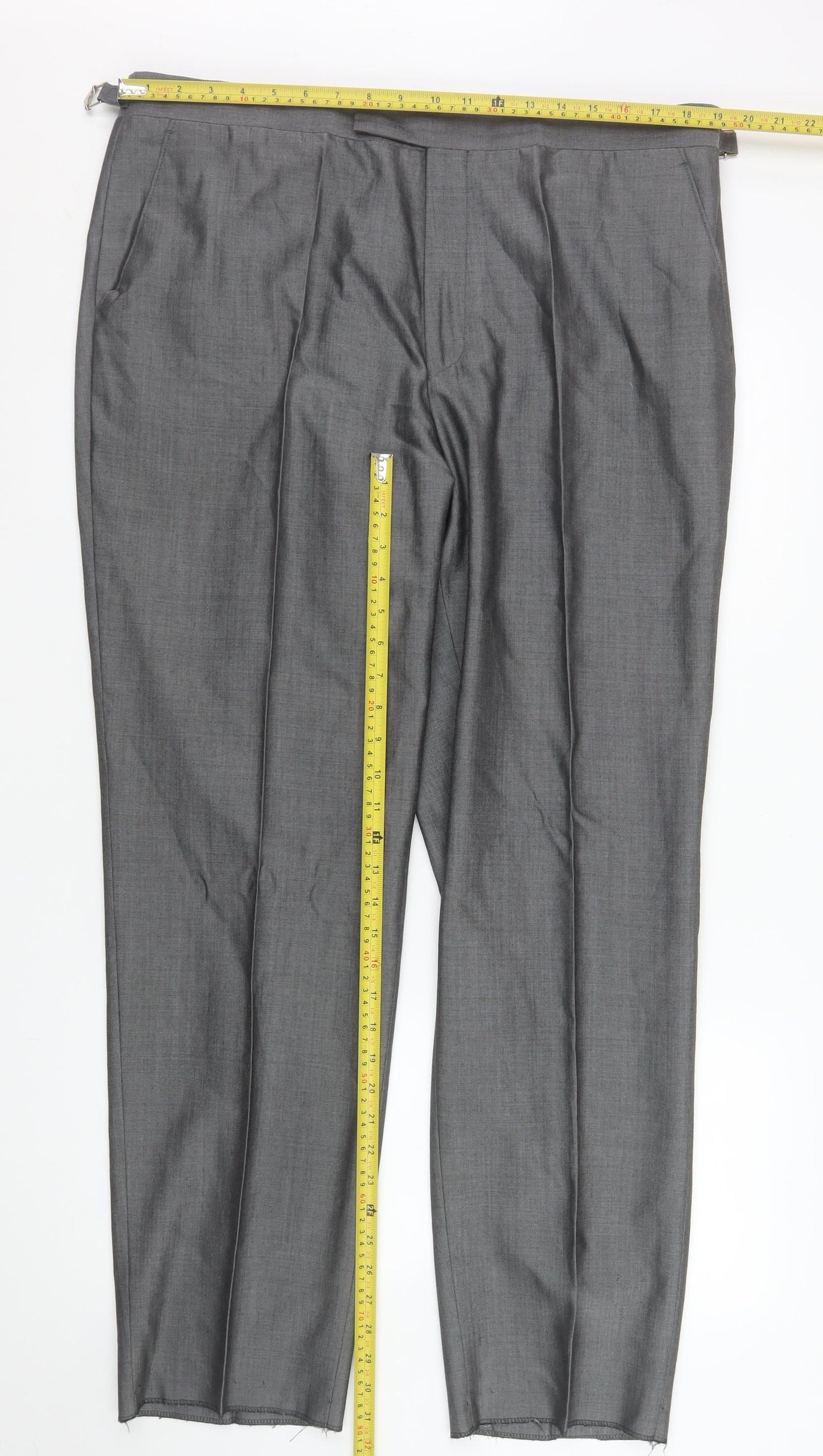 Torre Cerimonia Men's Grey Wool Mohair Blend Dress Trousers 40R