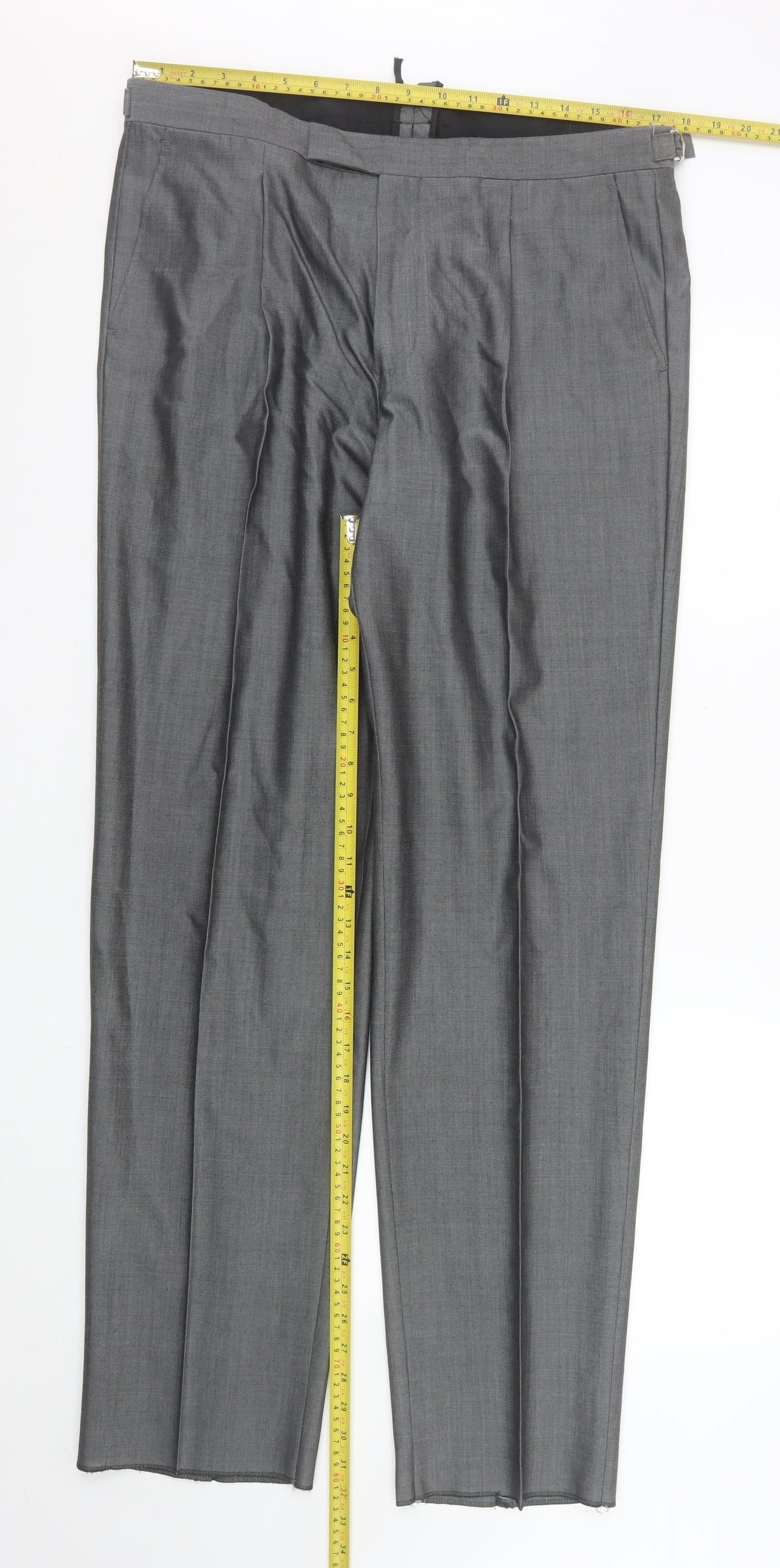 Torre Cerimonia Men's Grey 36L Formal Dress Trousers Wool Mohair Blend