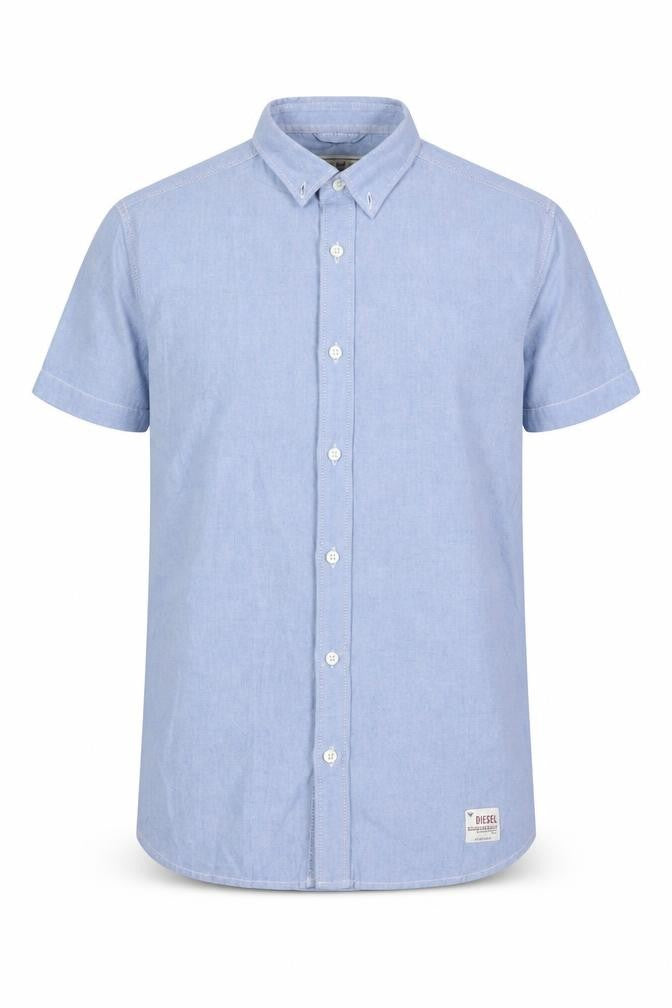 Diesel Men Blue Short Sleeve Button-Up Cotton Shirt S