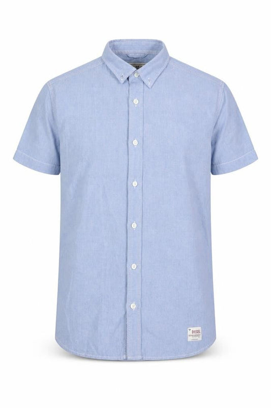 Diesel Men Blue Short Sleeve Button-Up Cotton Shirt S