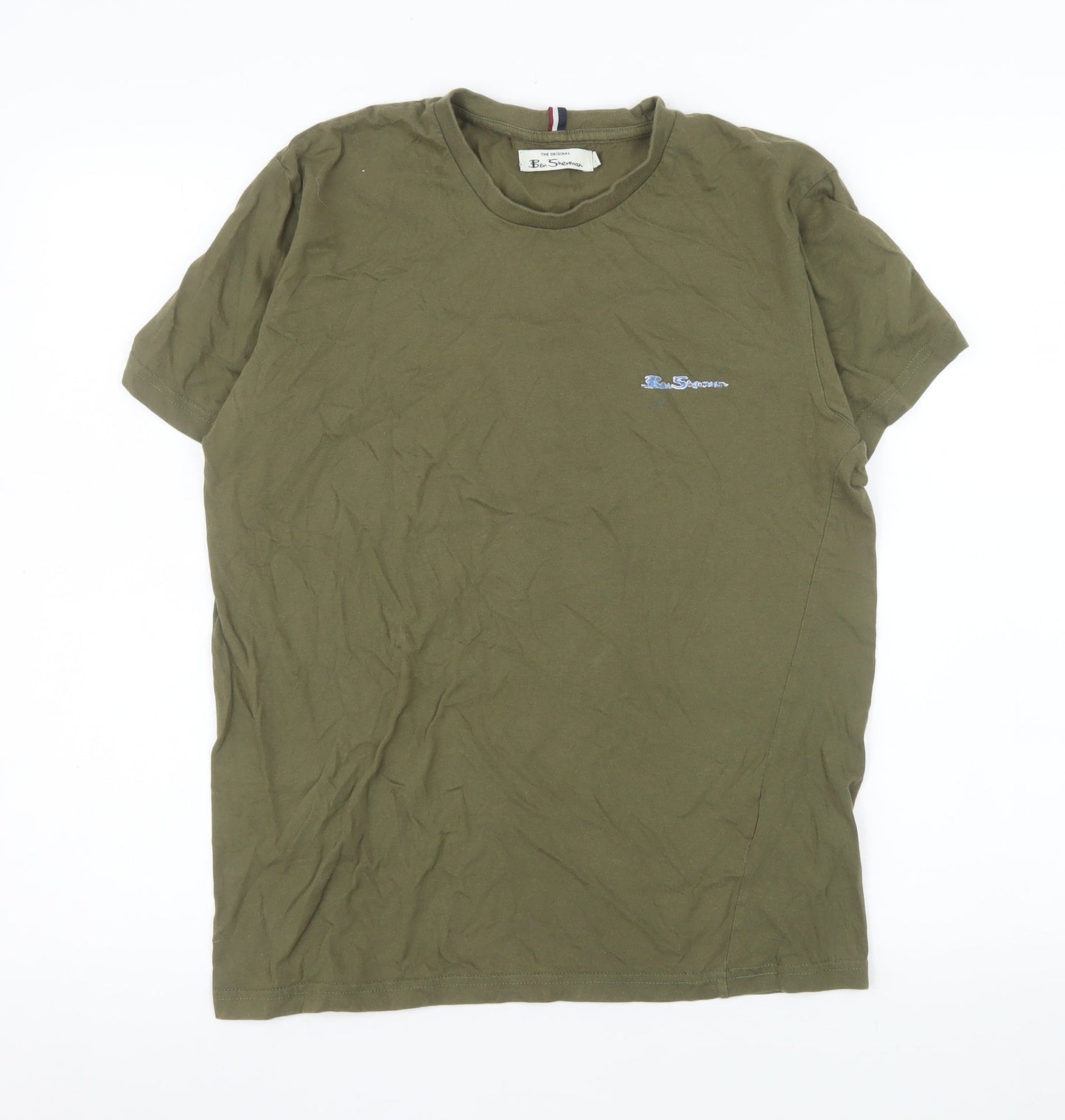 Ben Sherman Men's Khaki Green Crew Neck Cotton T-Shirt M