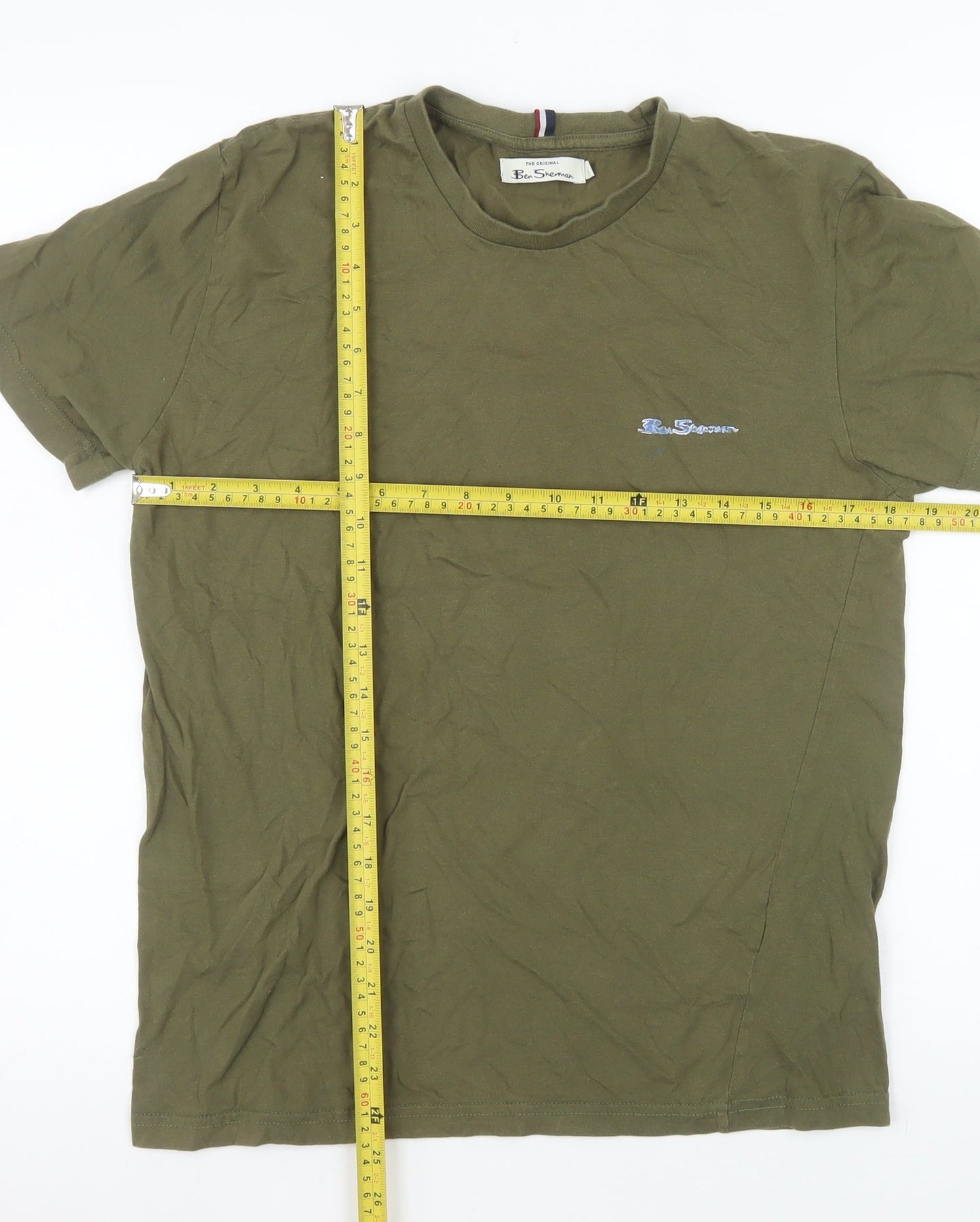Ben Sherman Men's Khaki Green Crew Neck Cotton T-Shirt M