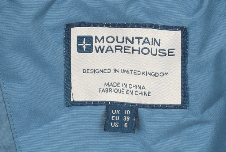 Mountain Warehouse Womens Blue Hooded Waterproof Parka Coat Size 10
