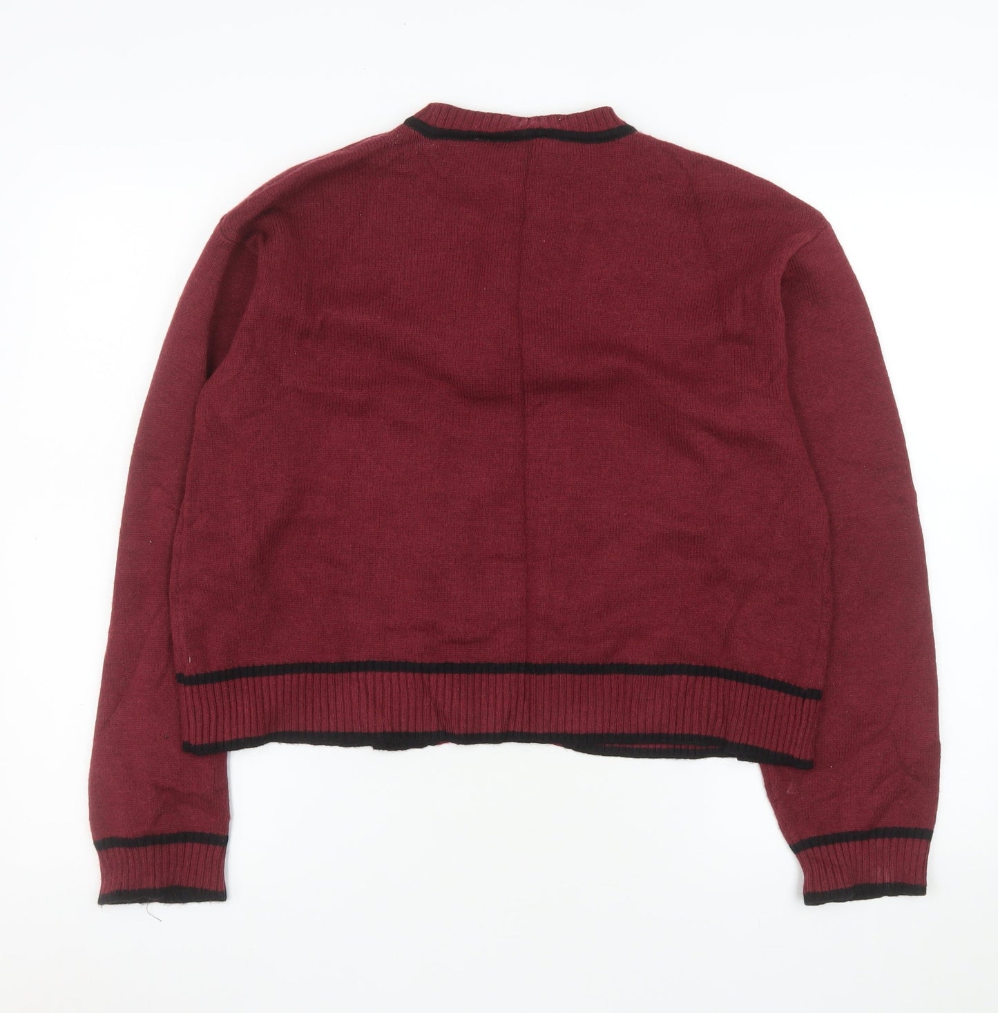 Savida Women Red Bow Trim Knit Cardigan Size 14