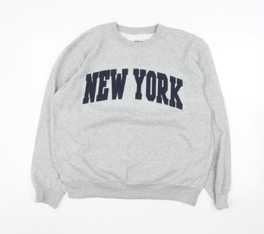 New York Popular Men's Grey Crew Neck Sweatshirt L