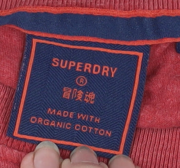 Superdry Men Red Organic Cotton Crew Neck Short Sleeve T-Shirt Size L