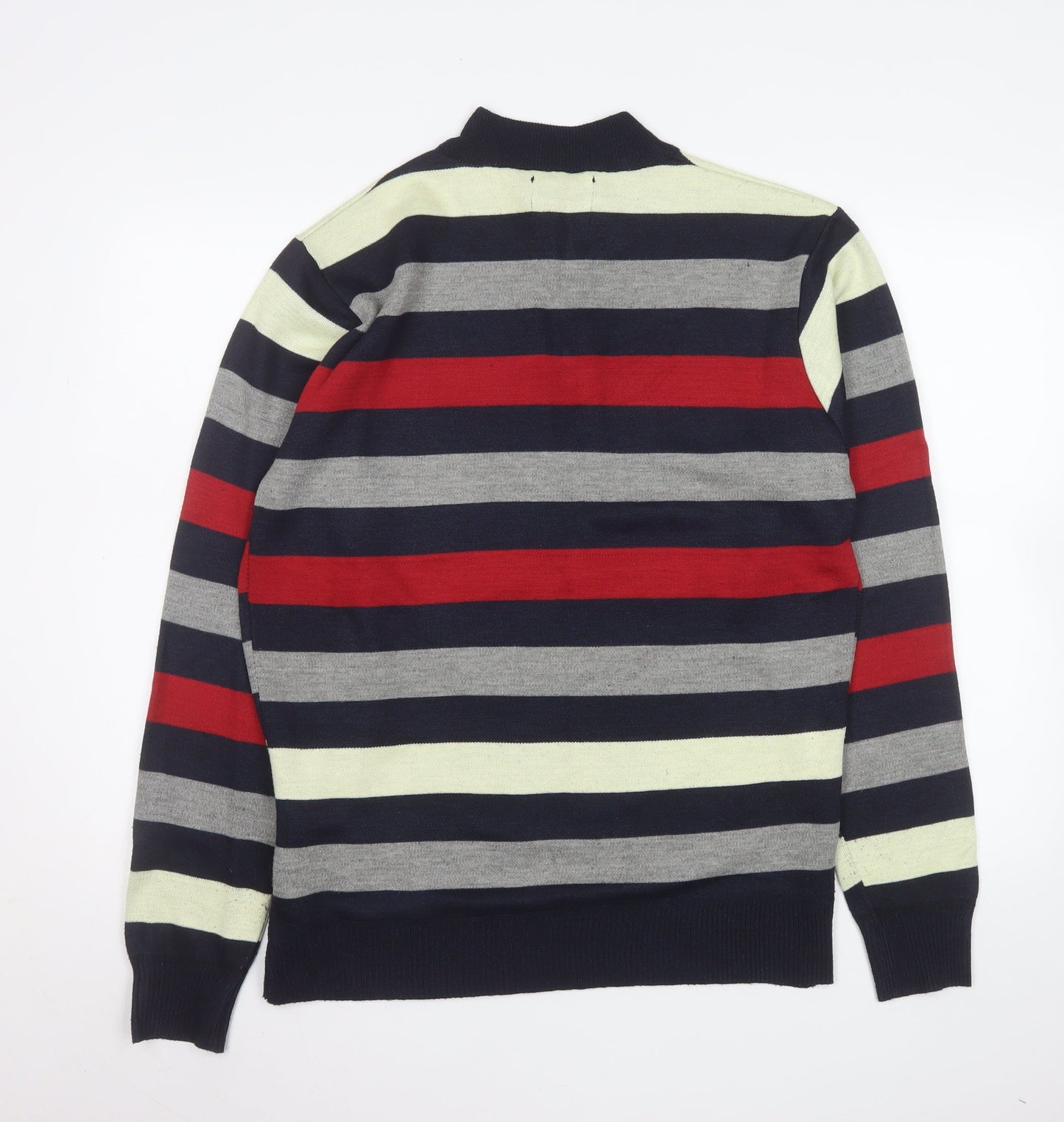Pierre Cardin Men's Multicoloured Stripe 1/2 Zip Mock Neck Sweatshirt L