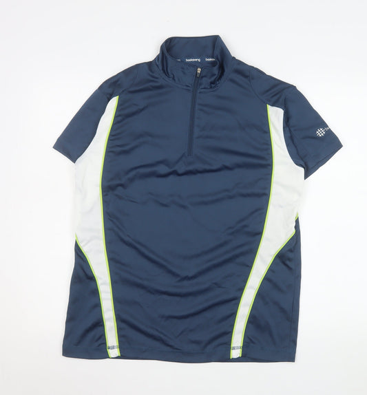 Backswing Men's Blue 1/4 Zip Short Sleeve Polo Shirt S Athletic Fit
