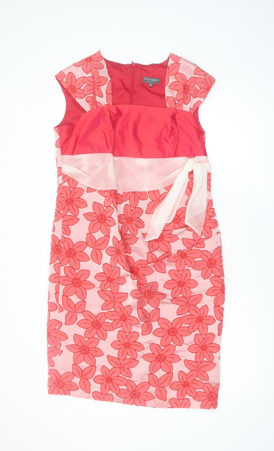Pifer & Mayka Women’s Pink Floral Sheath Dress Size 12 Knee Length