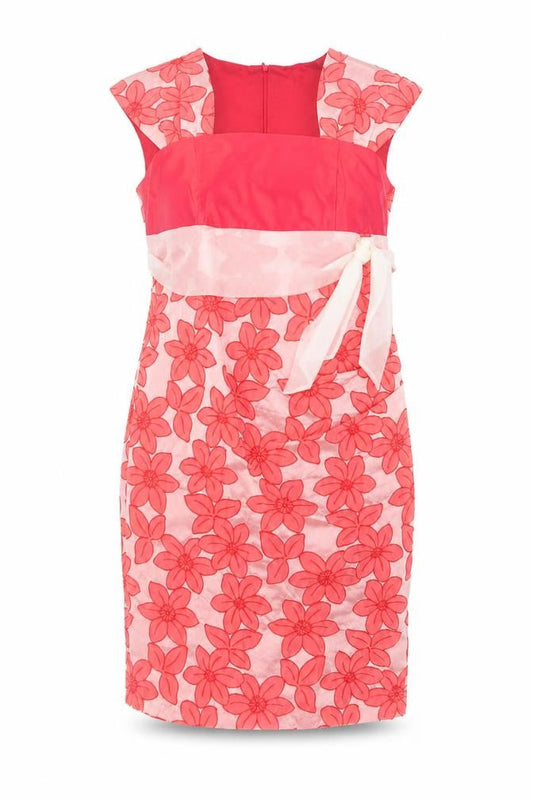 Pifer & Mayka Women’s Pink Floral Sheath Dress Size 12 Knee Length
