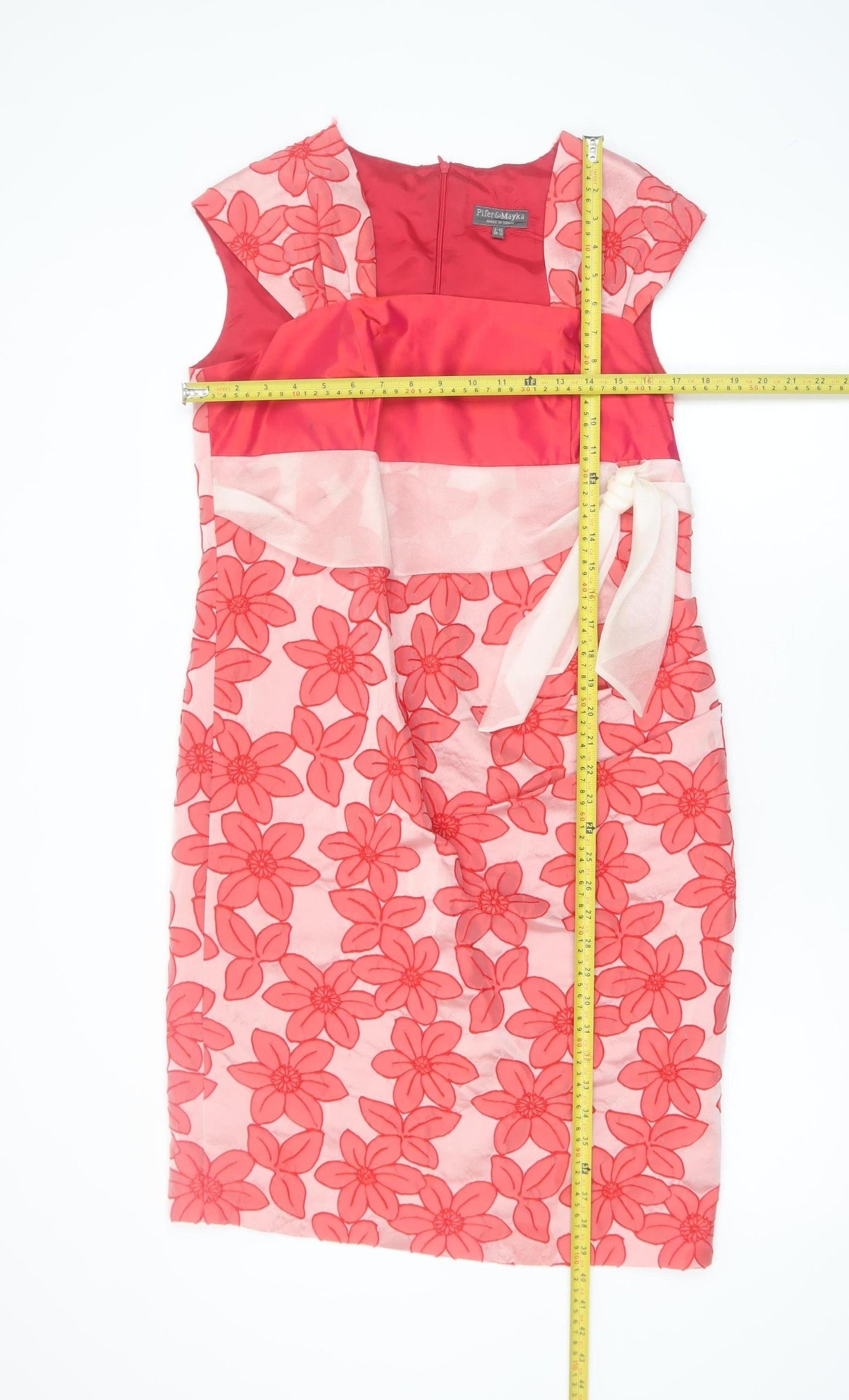 Pifer & Mayka Women’s Pink Floral Sheath Dress Size 12 Knee Length