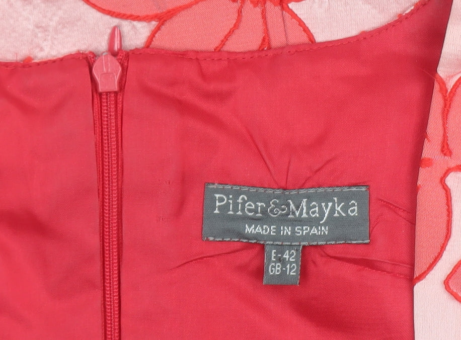 Pifer & Mayka Women’s Pink Floral Sheath Dress Size 12 Knee Length