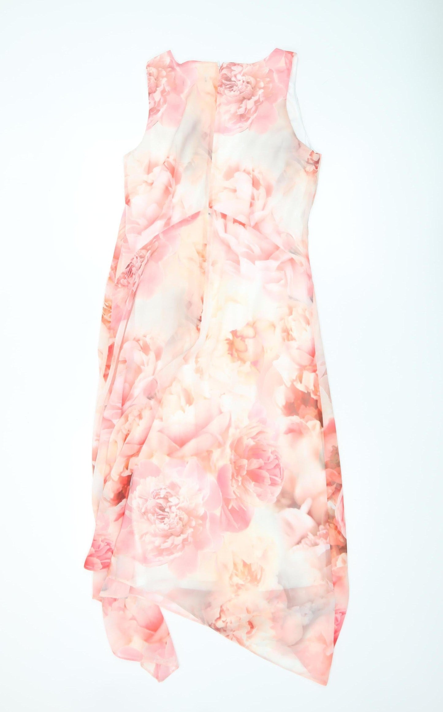 Wallis Womens Floral Asymmetric Midi Dress Size 8 Multicoloured Sleeveless