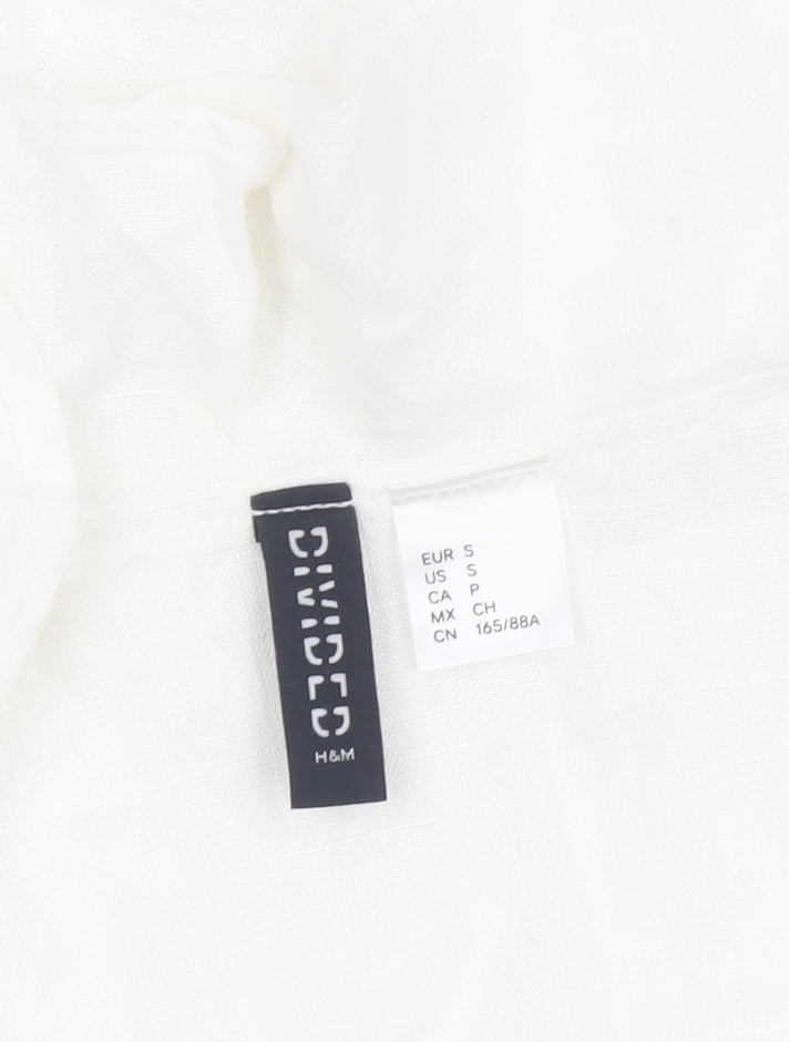 H&M Divided Women’s Ivory Cropped Tie Front Ruffle Blouse Size 8