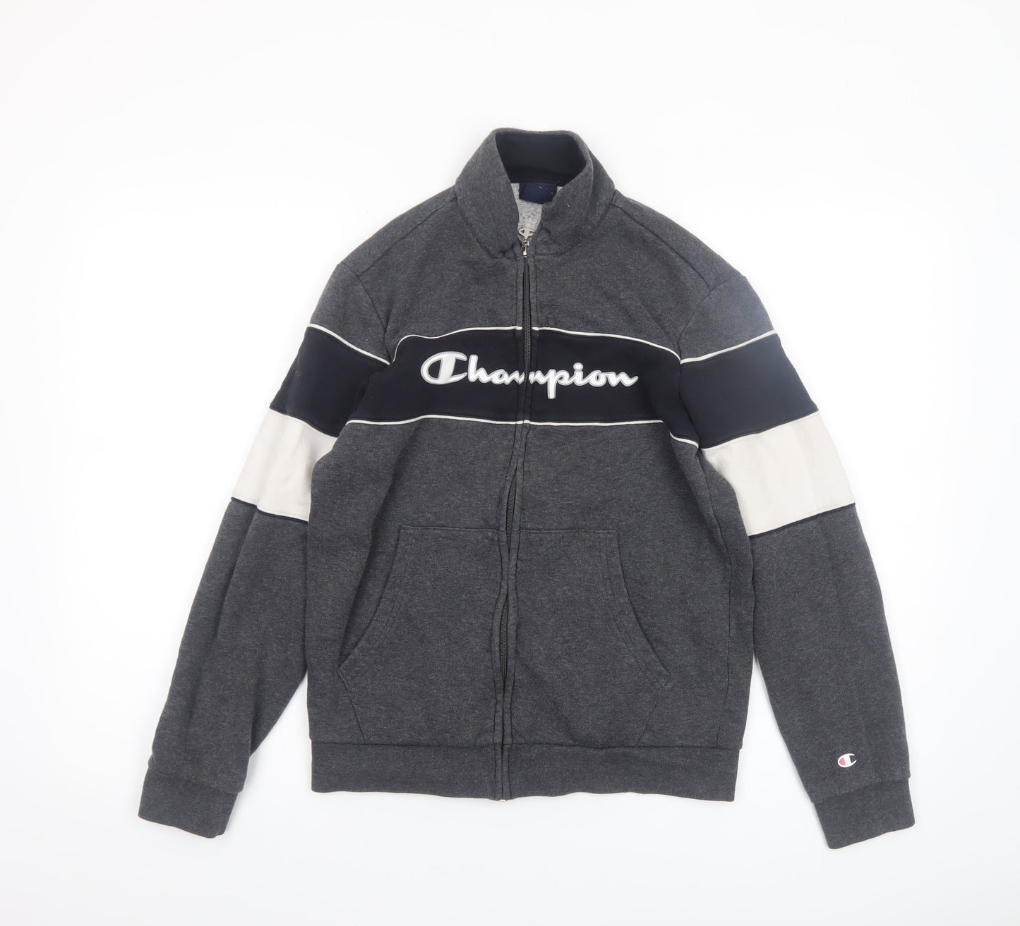 Champion Boys Grey Track Jacket XL 14 Years Full Zip Logo Sportswear
