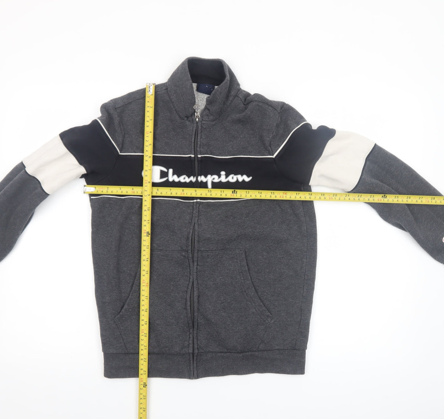 Champion Boys Grey Track Jacket XL 14 Years Full Zip Logo Sportswear