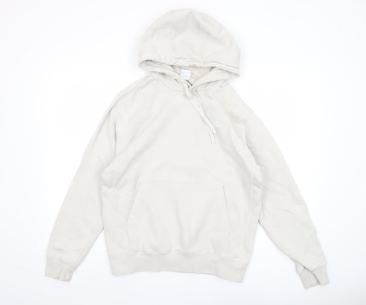 Nike Women Beige Pullover Hoodie Small Cotton Blend Logo Casual