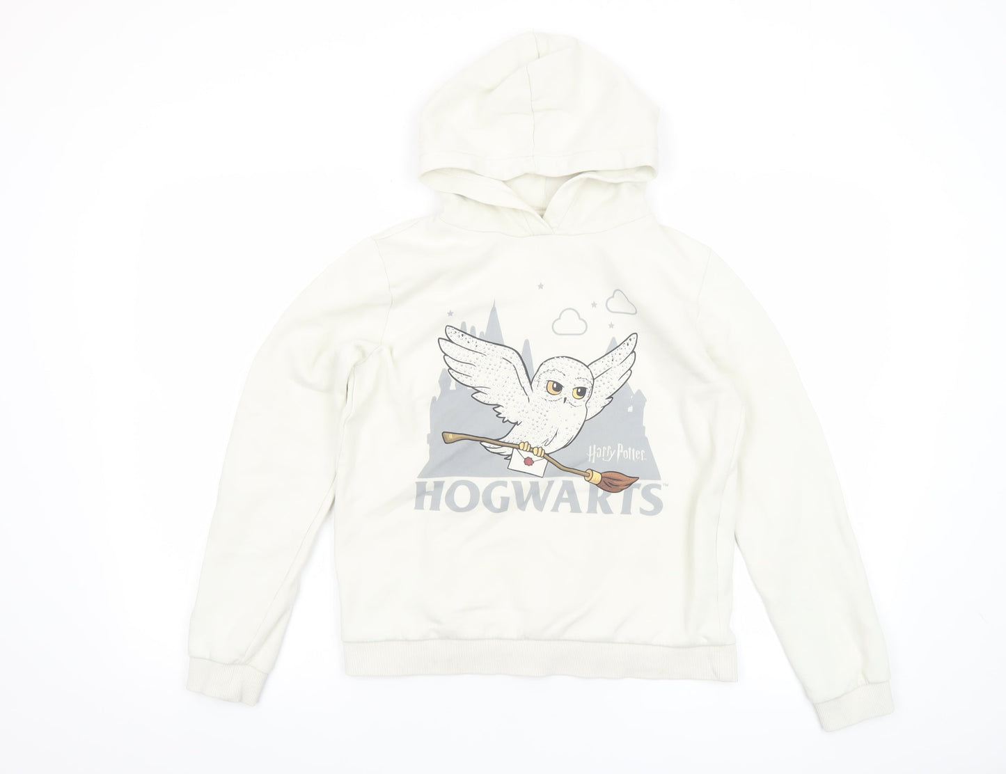 Harry Potter Girls White Pullover Hoodie 13-14 Years Hedwig Hogwarts Graphic