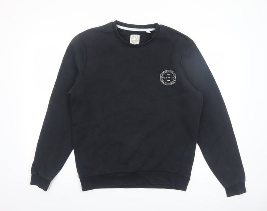 Jack Wills Men Black Medium Sweatshirt Pullover Crew Neck Fleece