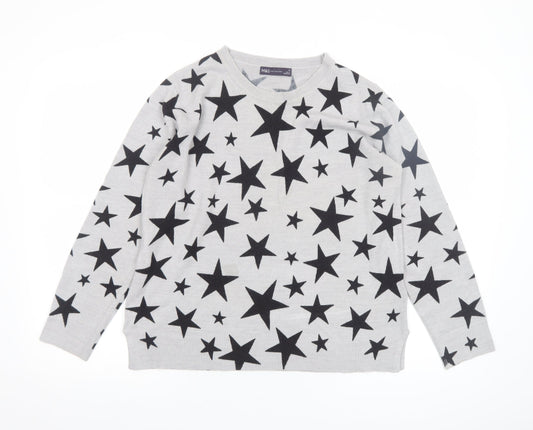 Marks and Spencer Women’s Grey Star Print Acrylic Jumper Size 16