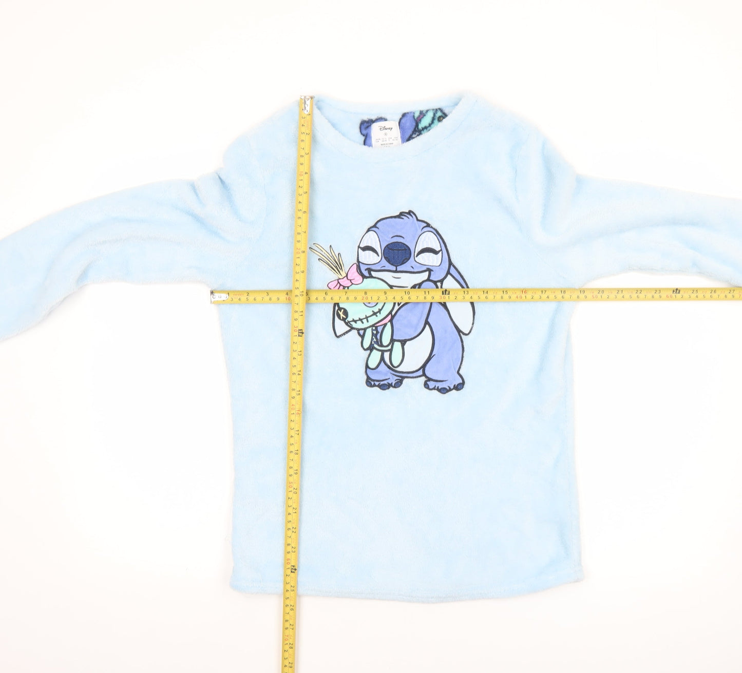 Disney Stitch Blue Fleece Women's Long Sleeve Nightshirt Size 10-12