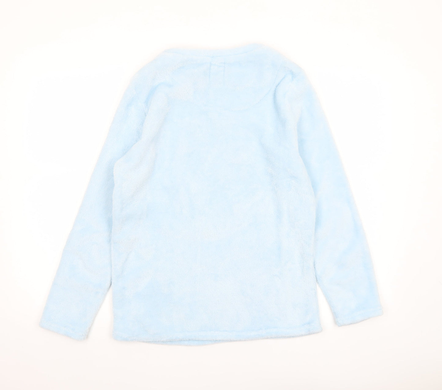 Disney Stitch Blue Fleece Women's Long Sleeve Nightshirt Size 10-12