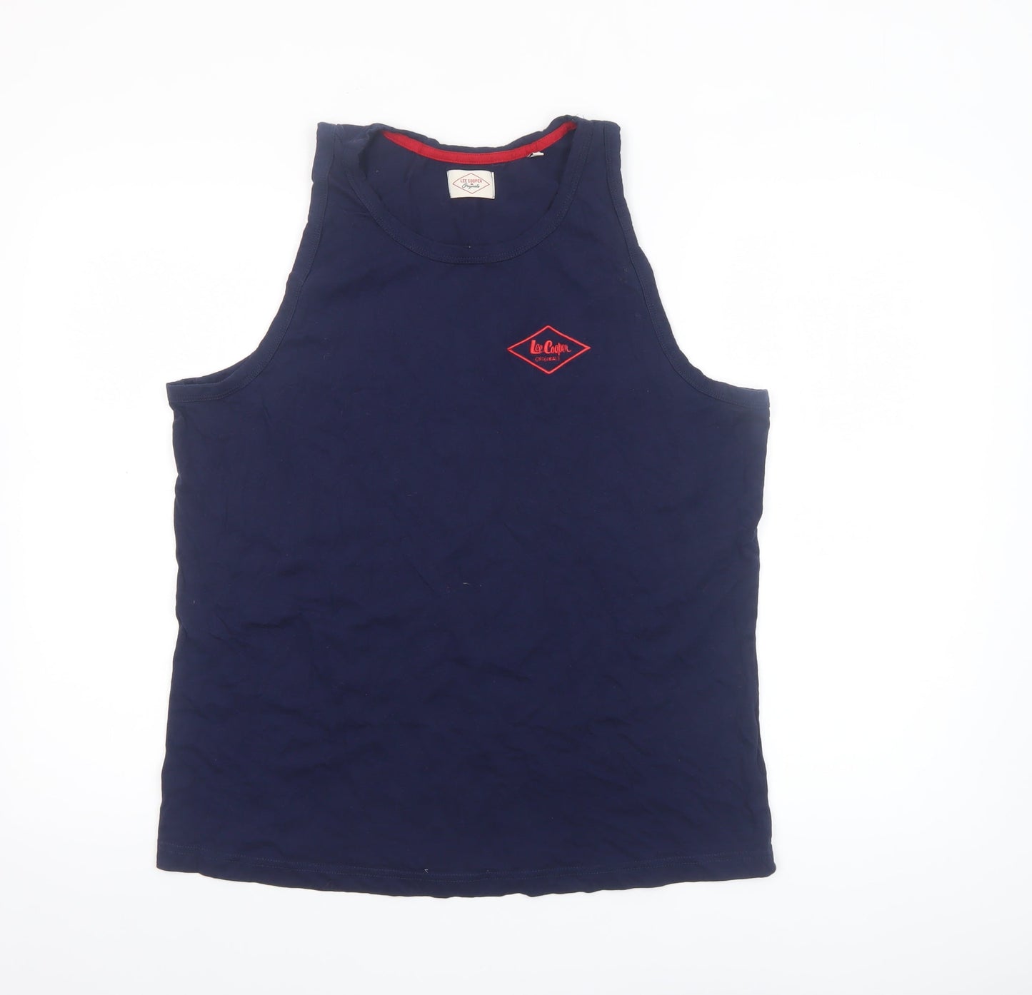 Lee Cooper Men's Blue Sleeveless Cotton Tank Top L