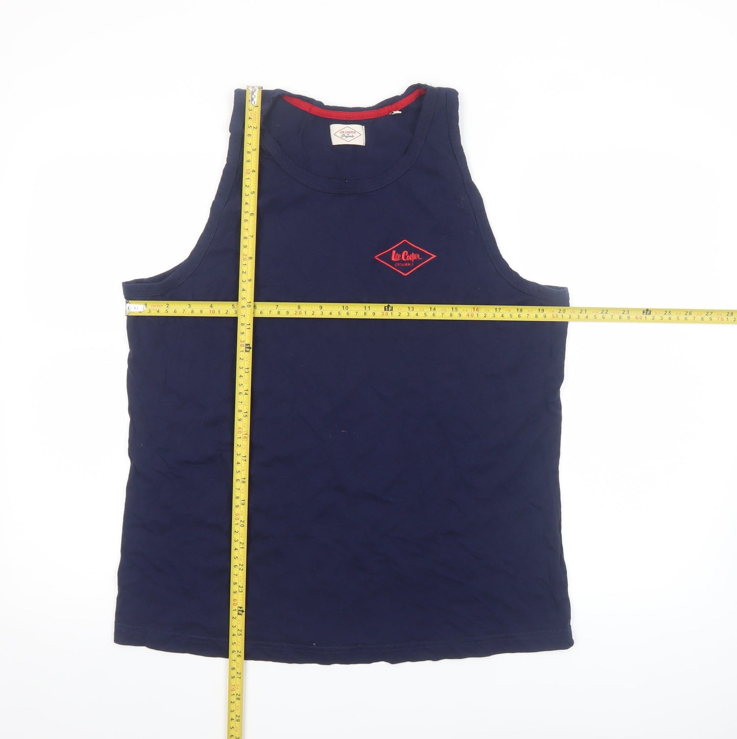 Lee Cooper Men's Blue Sleeveless Cotton Tank Top L