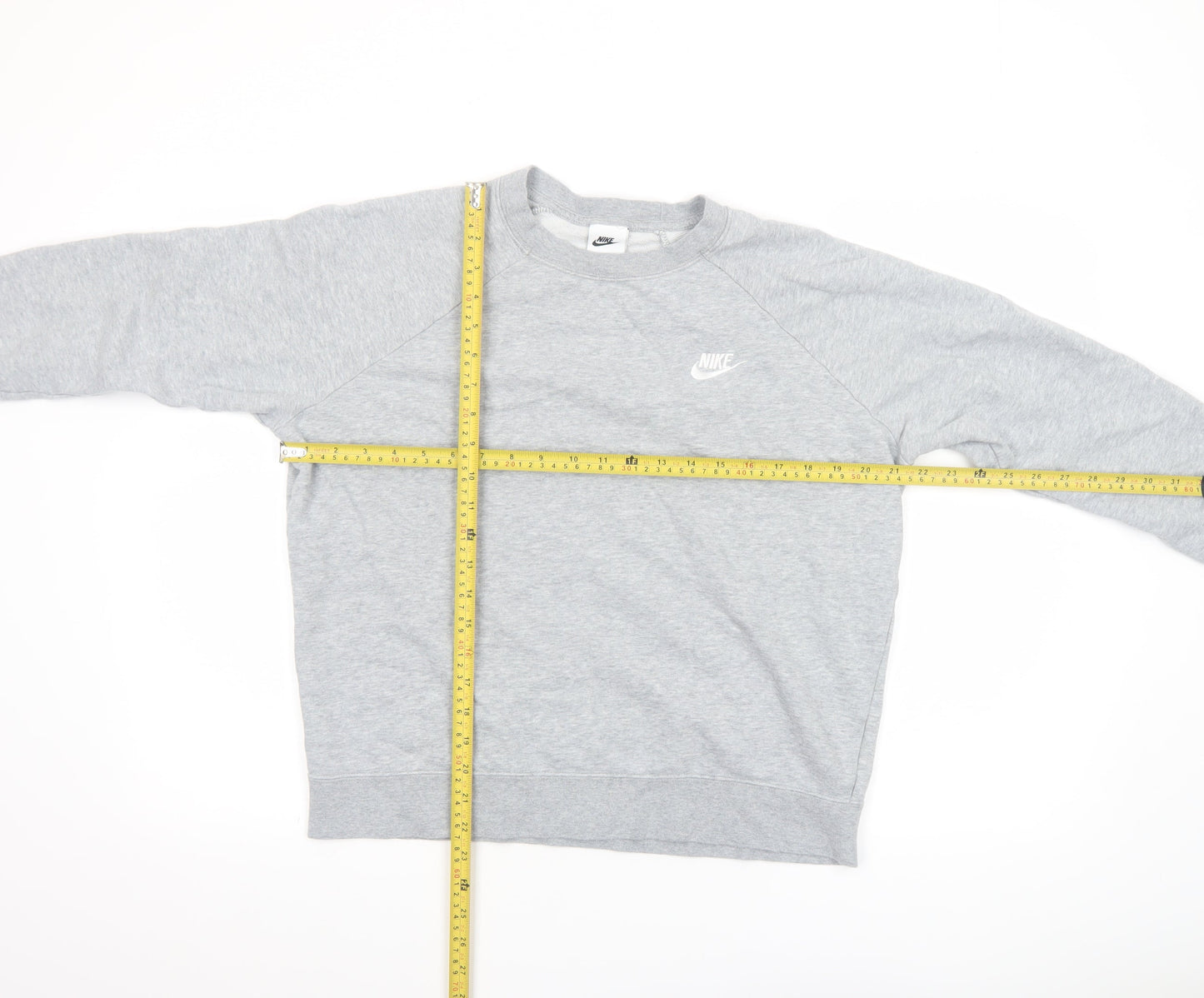 Nike Women Grey Crew Neck Long Sleeve Cotton Blend Sweatshirt L