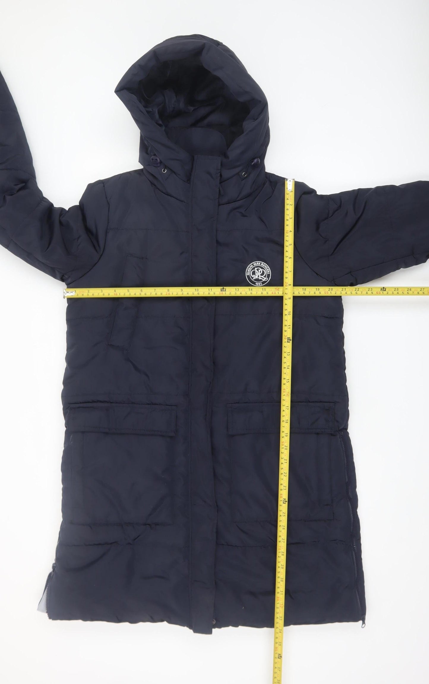 Queens Park Rangers Womens Blue Size 14 Long Hooded Puffer Coat