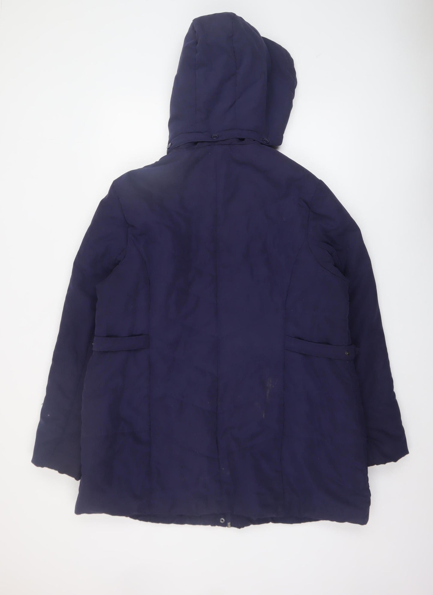 BHS Women’s Blue Hooded Mid-Length Parka Coat Size 20