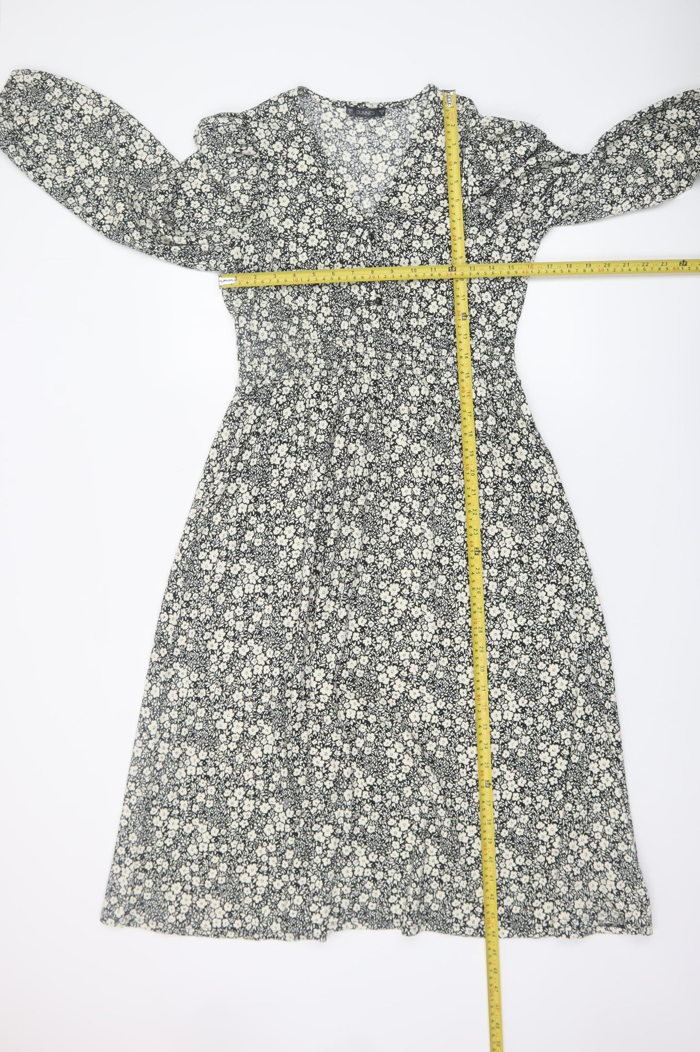 Dunnes Women’s Black Floral A-Line Midi Dress Size S