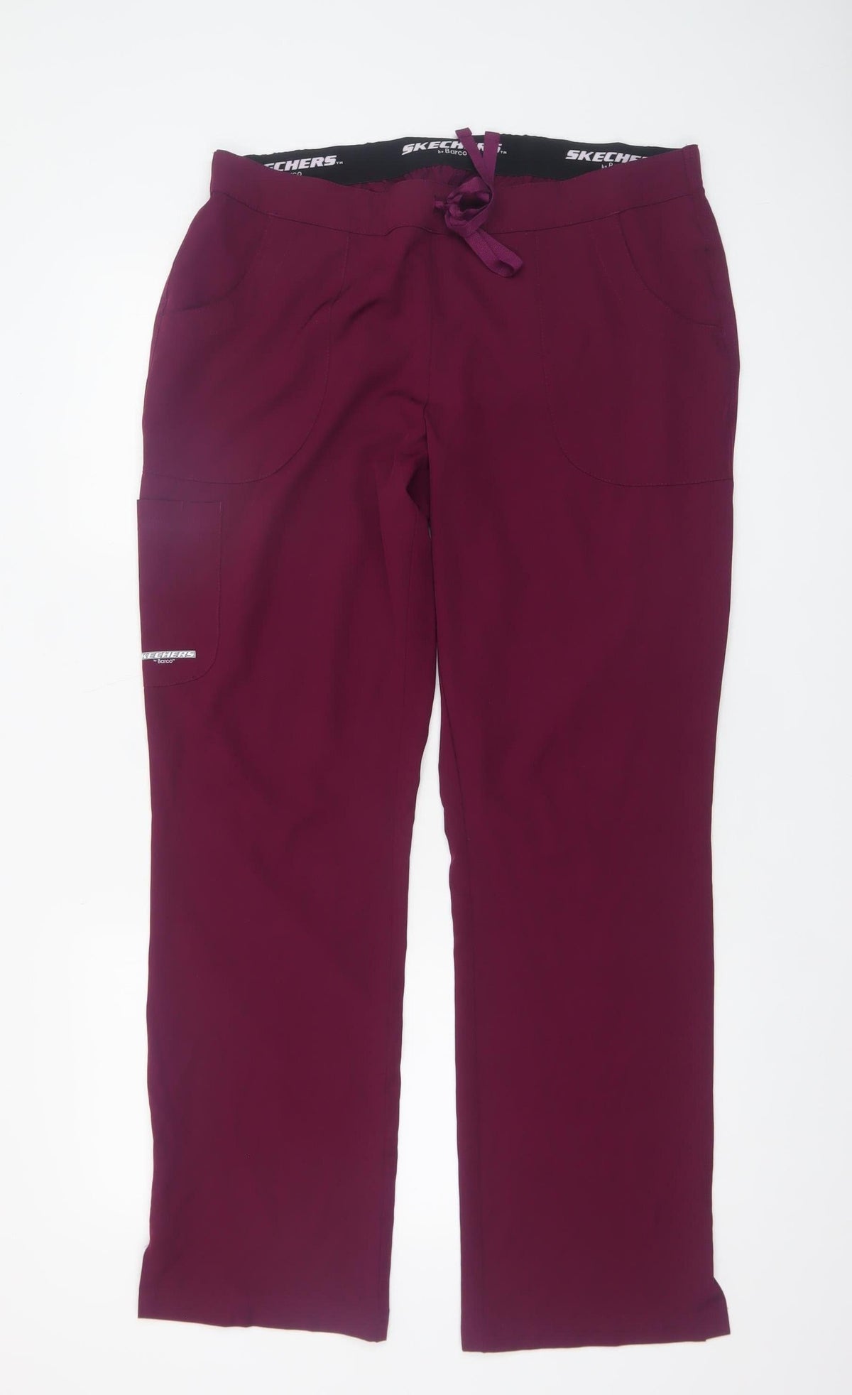 Skechers Women Burgundy Drawstring Straight Leg Trousers L Polyester Blend
