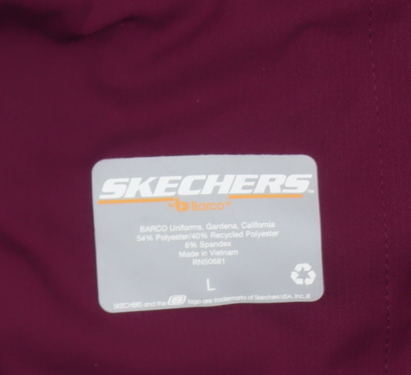 Skechers Women Burgundy Drawstring Straight Leg Trousers L Polyester Blend