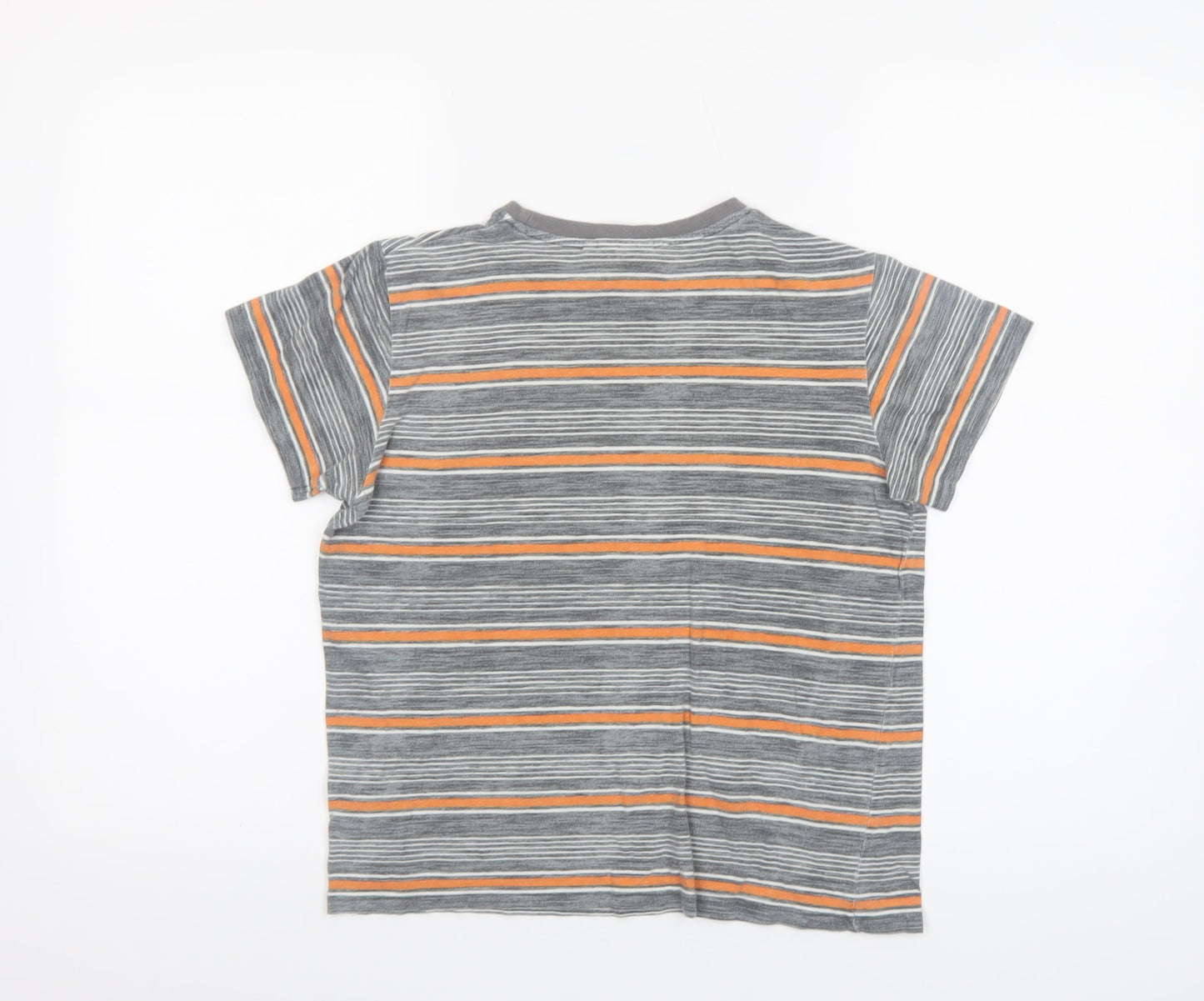 Lee Cooper Boys Grey Striped Cotton Logo T-Shirt 9-10 Years Casual Top