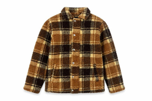 Tokyo Laundry Boys Brown Check Fleece Jacket 9-10 Years Lined Winter Coat