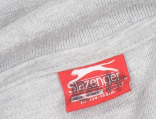 Slazenger Boys Grey Polo Shirt 9-10 Years Short Sleeve Cotton Blend