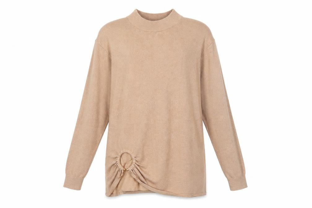 River Island Women’s Beige Mock Neck Long Sleeve Pullover Jumper Size 16