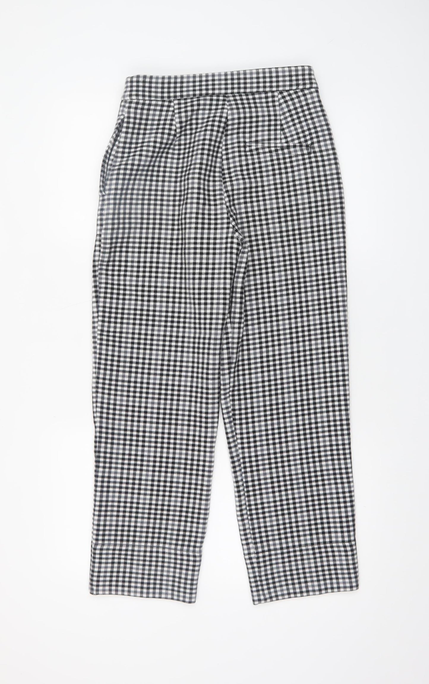 Marks and Spencer Women's Black Check Slim Fit Stretch Trousers Size 8