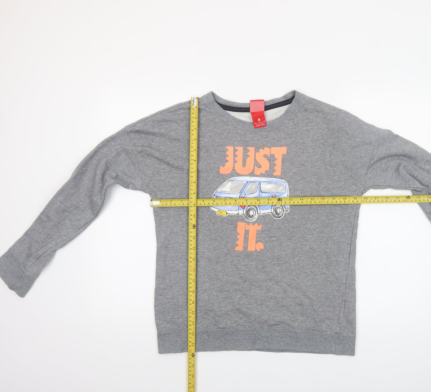 Nike Womens Grey Graphic Pullover Sweatshirt Size 16 Classic Fit