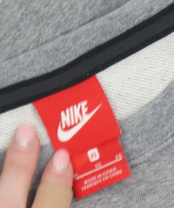 Nike Womens Grey Graphic Pullover Sweatshirt Size 16 Classic Fit