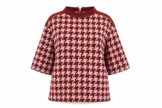 Next Women’s Red Geometric Mock Neck Tunic Top Size 10