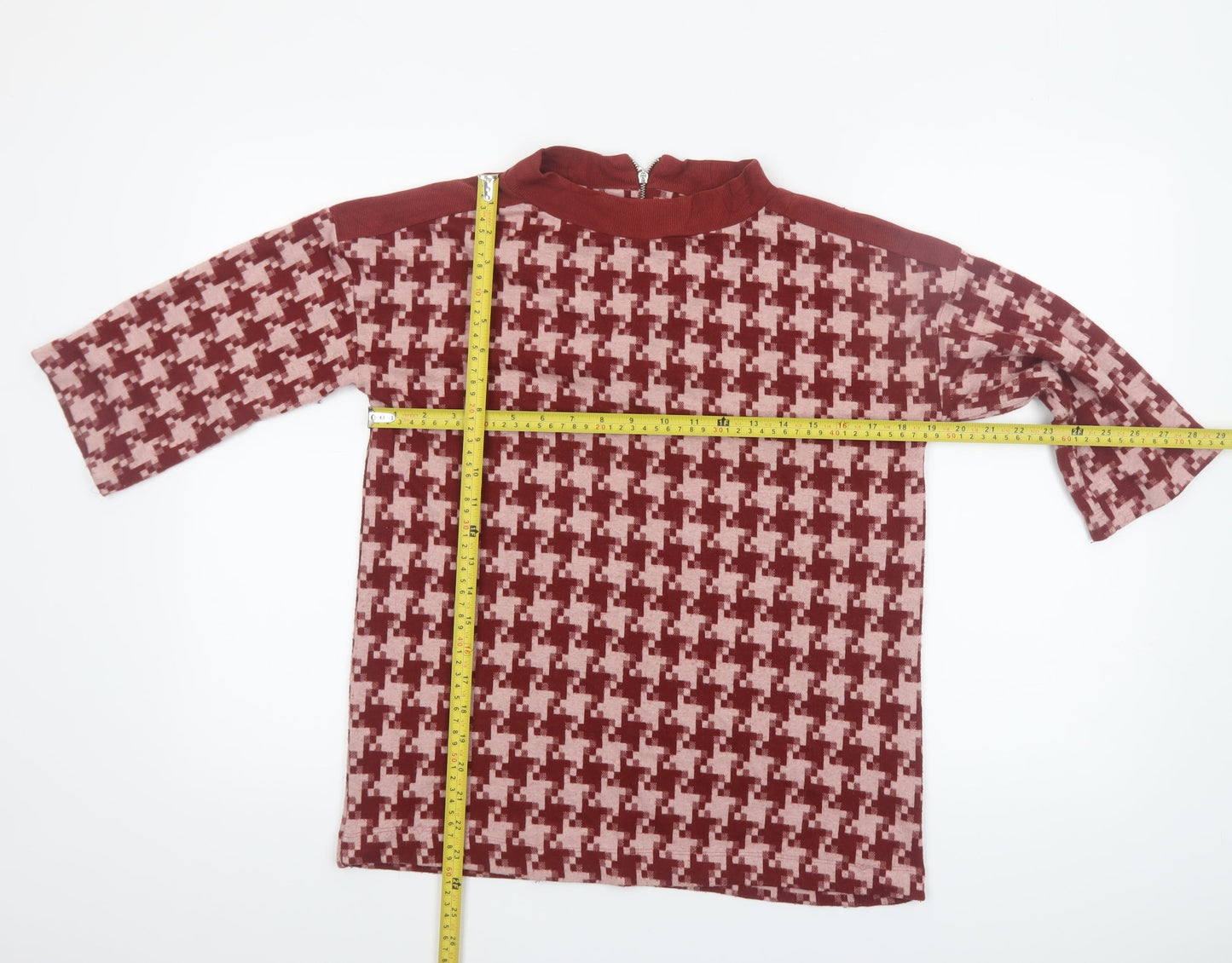 Next Women’s Red Geometric Mock Neck Tunic Top Size 10