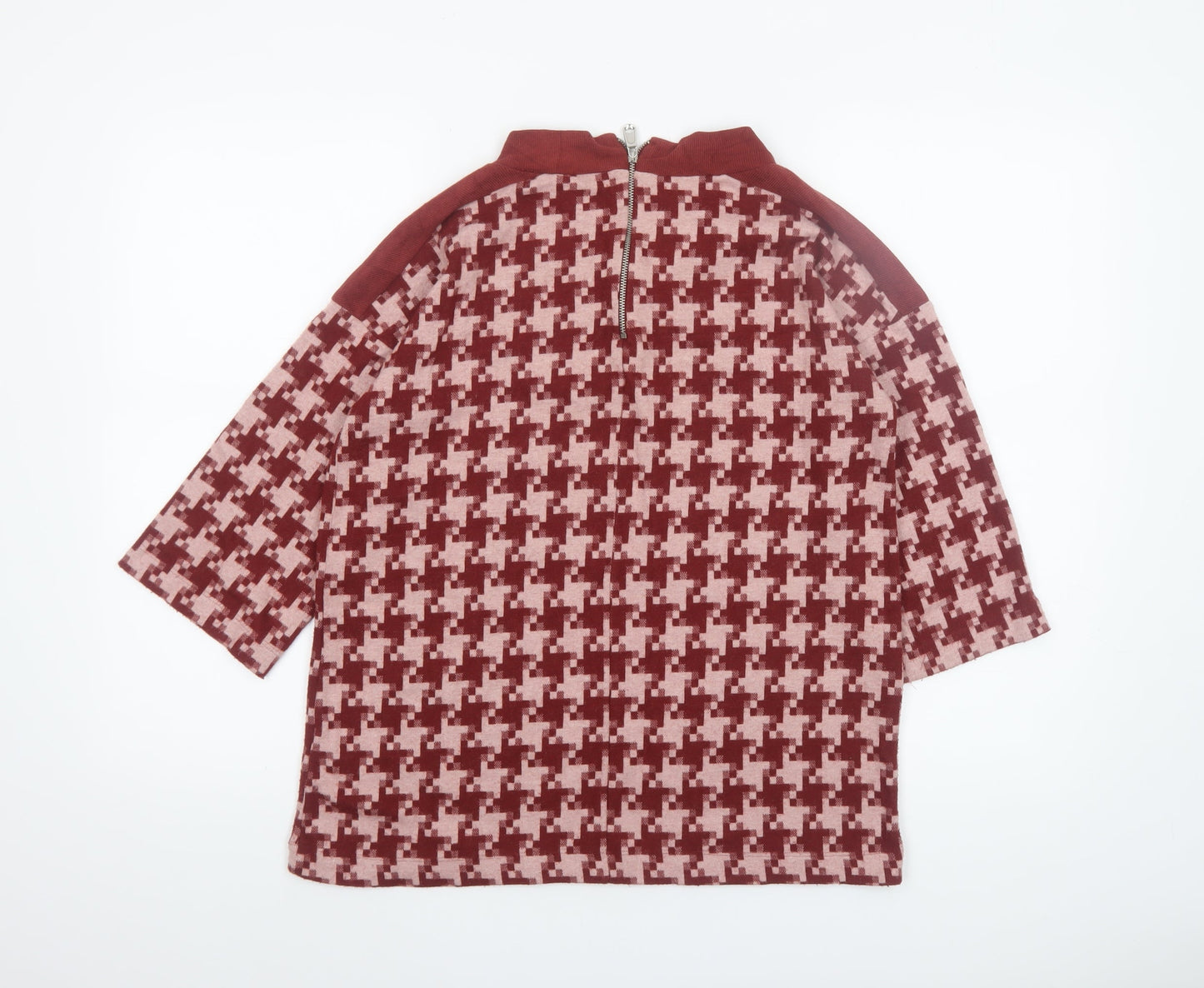 Next Women’s Red Geometric Mock Neck Tunic Top Size 10