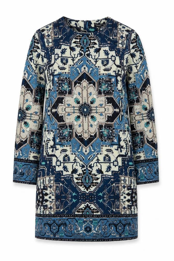 Warehouse Women’s Blue Geometric Shift Dress Size 8